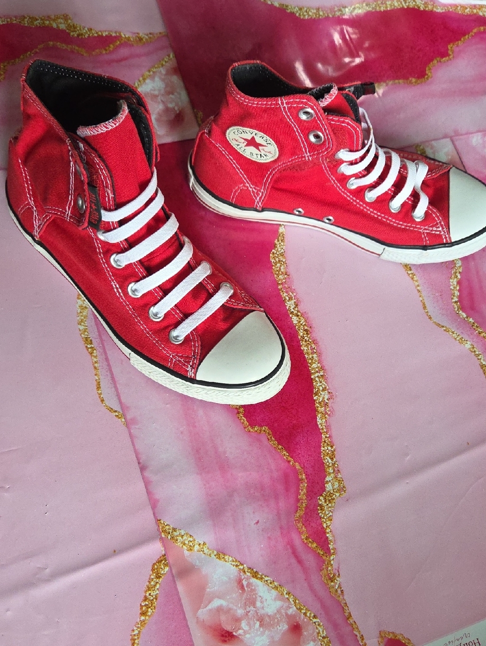 Converse Red High-Top Canvas Sneakers with White Accents